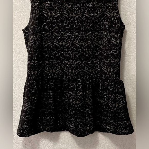 Talbots Wool Blend Black Silver Thread Sparkle Jeweled Detail Peplum Blouse! - Picture 5 of 12